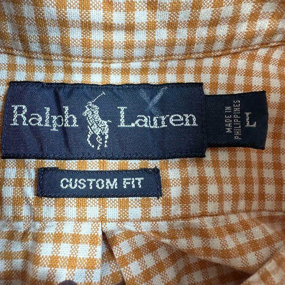 Ralph Lauren Shirt Mens Large Gingham Button Down Custom Fit Long Sleeve Dress - Picture 6 of 11